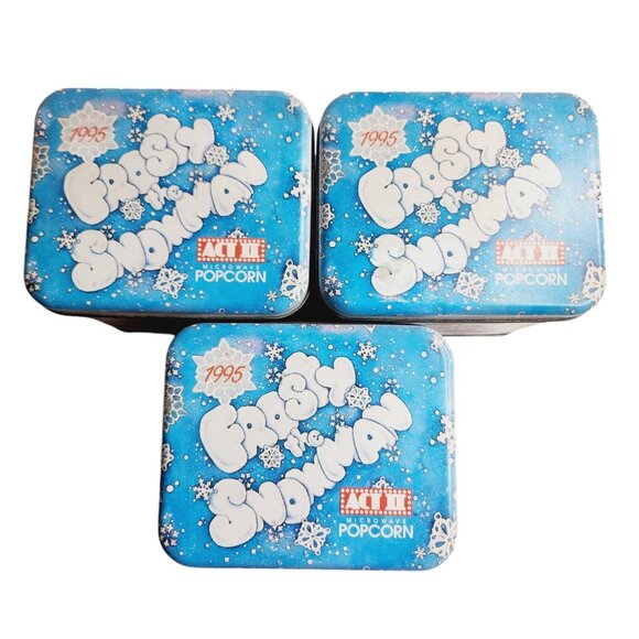 Vintage 1995 Act II Popcorn Christmas Eve Empty Tins Frosty The Snowman - Picture 4 of 9